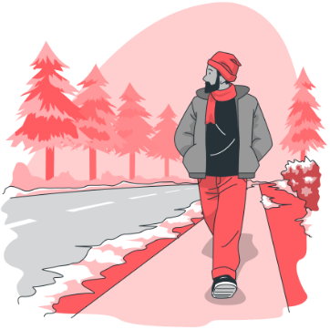Man walking in winter